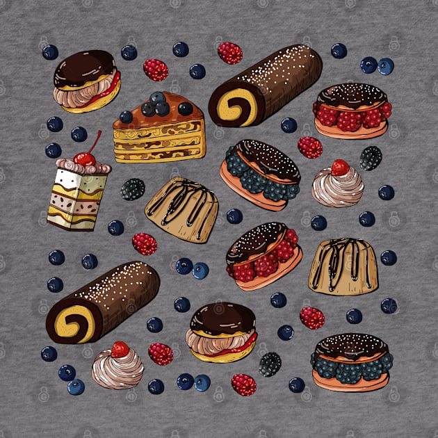 Seamless Pattern Sweet Cakes by Mako Design 